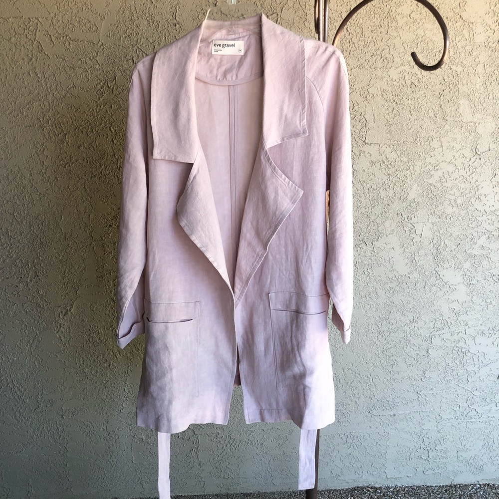 Eve Gravel 100% Linen Belted Blazer Size M